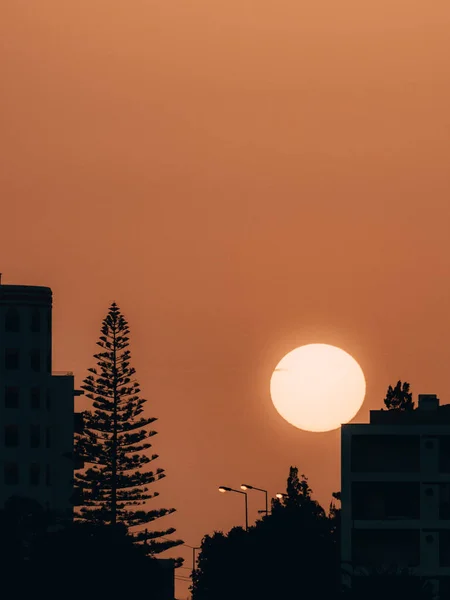 Por Sol Sobre Cidade — Fotografia de Stock