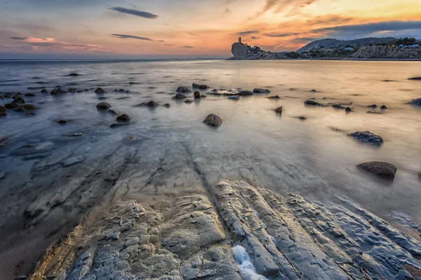 Belo Pôr Sol Sobre Mar — Fotografia de Stock