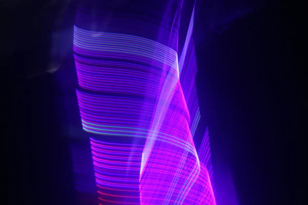 Siyah Arka Planda Parlayan Neon Işıklar Fütürist Dijital Teknoloji Konsepti — Stok fotoğraf