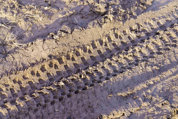 Estrada Asfalto Areia Sujeira Cascalho Lama Solo Concreto Chão Pneu — Fotografia de Stock