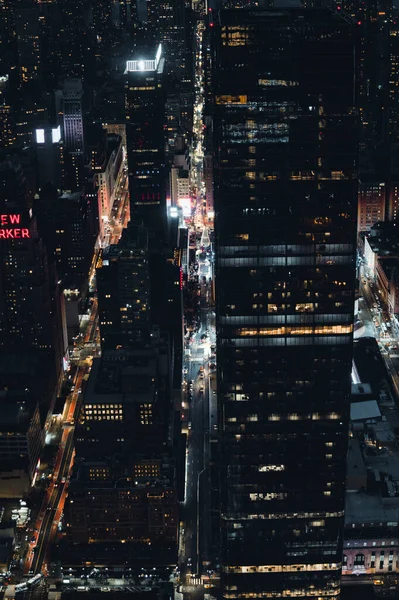 纽约城市的夜景 — 图库照片