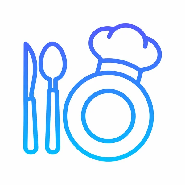 厨师帽和勺子图标向量 食物烹调用具标志 孤立等高线符号图解 — 图库照片