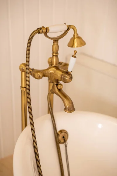 Intérieur Salle Bain Moderne Avec Robinet Eau Blanche — Photo