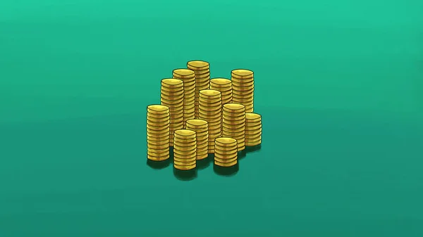 Stack Coins Green Background Illustration — Stock Photo, Image