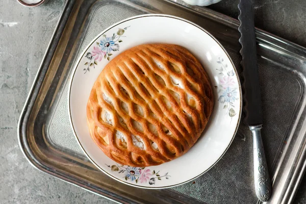 Crêpes Maison Avec Confiture Une Tasse Thé — Photo