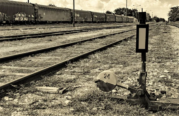 Järnvägsspår Staden — Stockfoto