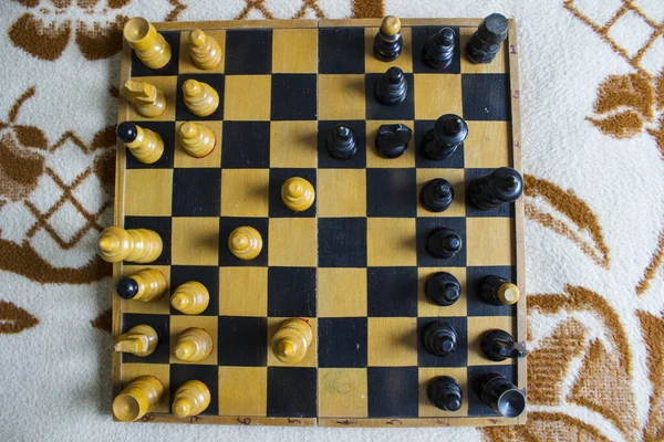 Pièces Échecs Sur Échiquier — Photo