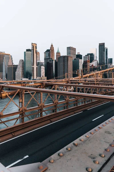 Nova Iorque Skyline Cidade Com Arranha Céus Ponte — Fotografia de Stock