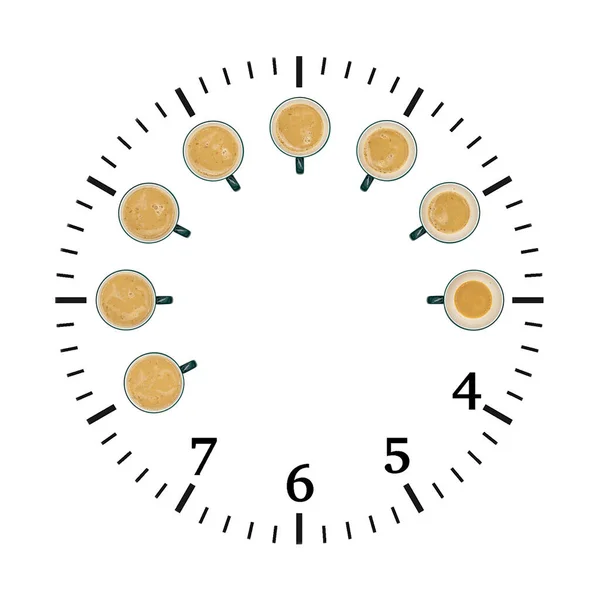 Horloge Avec Tasses Café — Photo