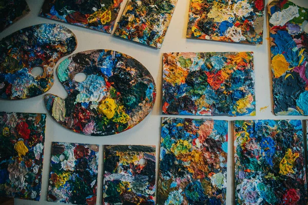 Fondo Abstracto Pinturas Acrílicas Diferentes Colores — Foto de Stock