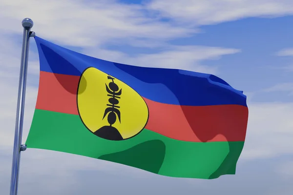Bandeira Congo Cores Nacionais Acenando Vento Contra Mastro Bandeira — Fotografia de Stock