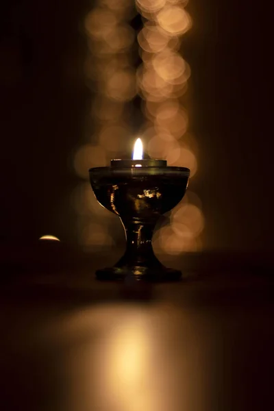 Candle Lit Burning Candles Dark Background — Stock Photo, Image