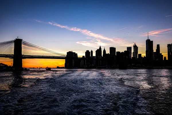 Horizonte Ciudad Nueva York Atardecer —  Fotos de Stock