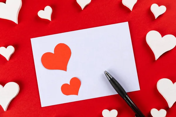Red Hearts Paper Red Background Stock Picture