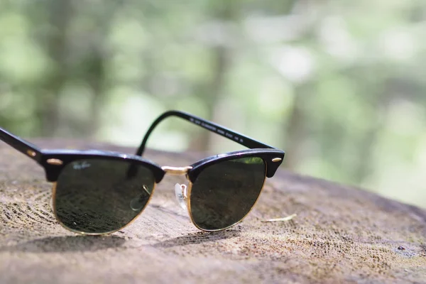 Sunglasses Wooden Table — Stock Photo, Image