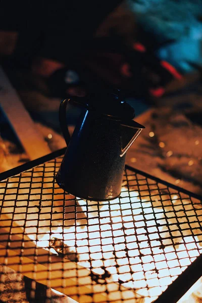 Çaydanlık Bir Fincan Çayla Kahve Makinesi — Stok fotoğraf