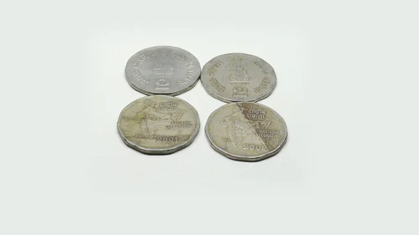 Κέρματα Ευρώ Που Έχουν Απομονωθεί Λευκό Φόντο — Φωτογραφία Αρχείου