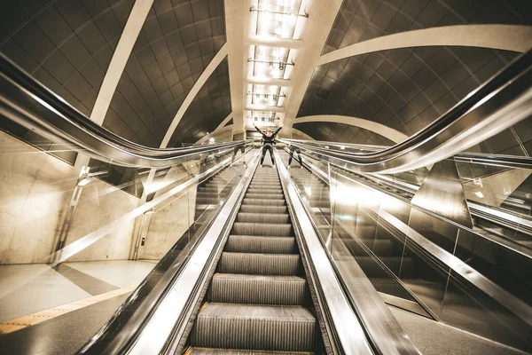 Escaleras Mecánicas Estación Metro — Foto de Stock