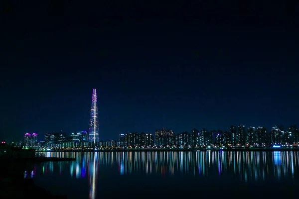 Vista Nocturna Ciudad Atardecer — Foto de Stock