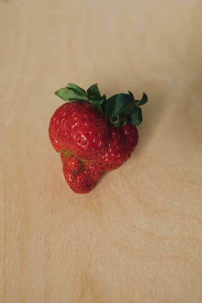 Fresh Ripe Red Strawberries Wooden Background — Stock Photo, Image
