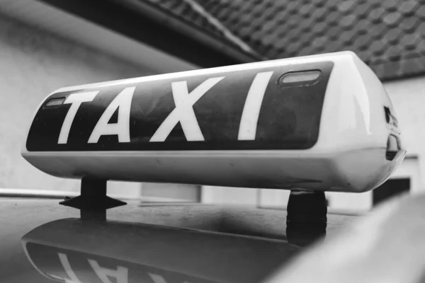 Πάρκινγκ Ταξί Μαύρο Και Άσπρο — Φωτογραφία Αρχείου