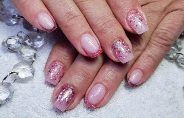 Piękny Manicure Stylową Fakturą — Zdjęcie stockowe