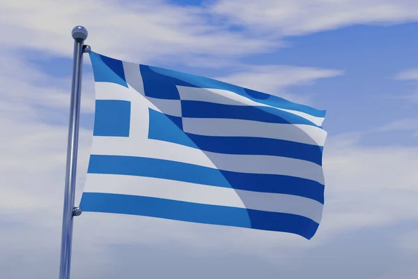 Рендеринг Красивой Сша Флаг Размахивая Ветру Против Голубого Неба — стоковое фото