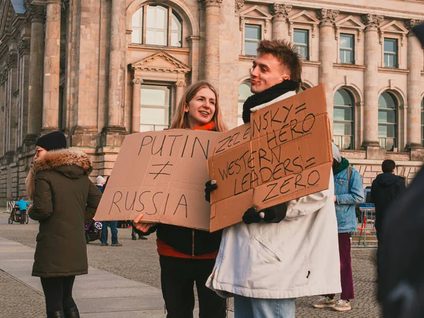 Fevereiro 2022 Fique Com Ucrânia Protesto Contra Guerra Ucrânia Vladimir — Fotografia de Stock