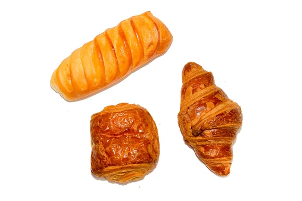 Croissants Mit Marmelade Isoliert Auf Weißem Hintergrund — Stockfoto