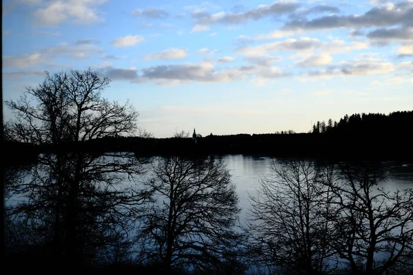 Vacker Utsikt Över Sjön Kvällen — Stockfoto