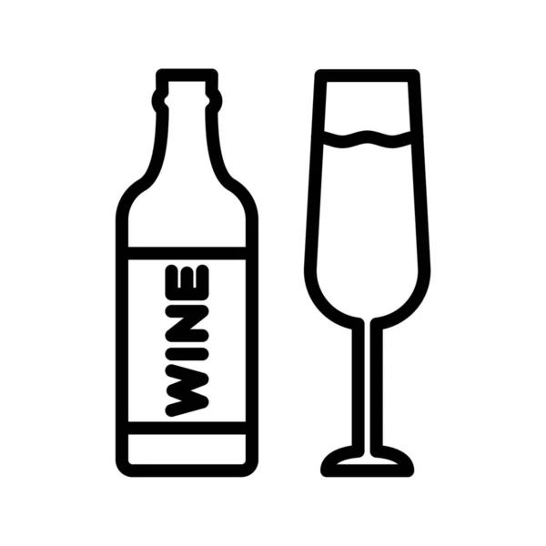 Vektor Ikony Šampaňského Obrys Jednoduchého Čárového Znaku Izolovaný Symbol Obrysu — Stock fotografie