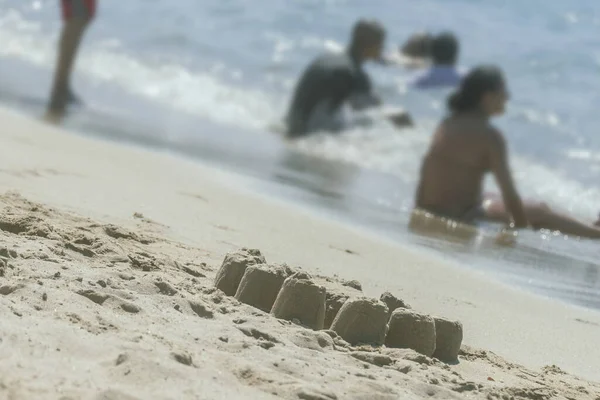 Дети Играют Песком Пляже — стоковое фото