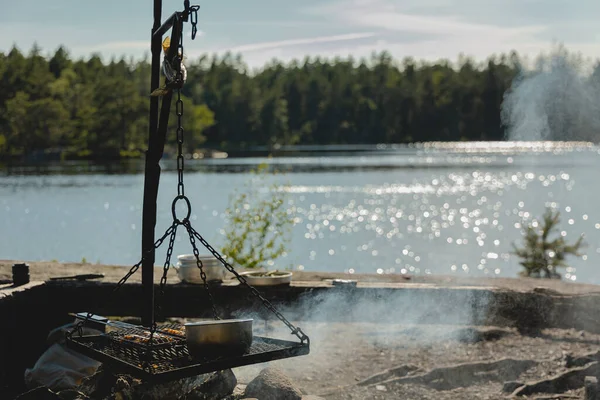 Man Fishing Beach — Stock Photo, Image