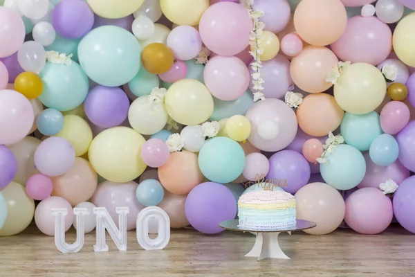 Ballons Colorés Bougies Sur Table — Photo