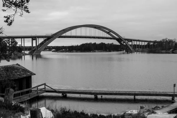 Most Przez Rzekę Mieście Ryga Łotwa — Zdjęcie stockowe