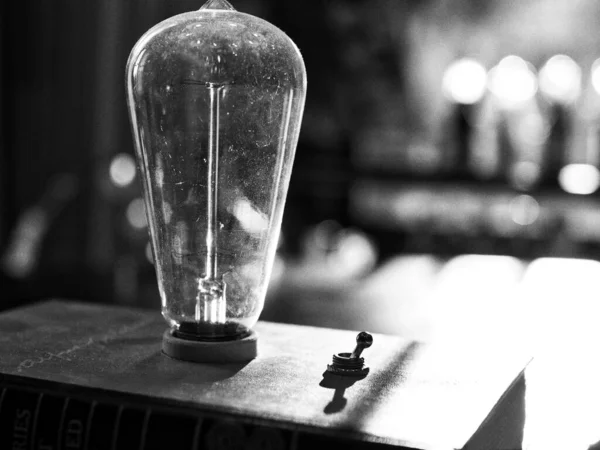 Bir Cam Lambanın Siyah Beyaz Fotoğrafı — Stok fotoğraf
