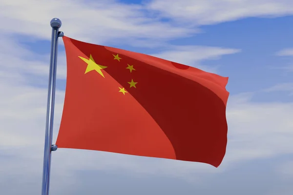 中国の国旗と空に対する風 — ストック写真