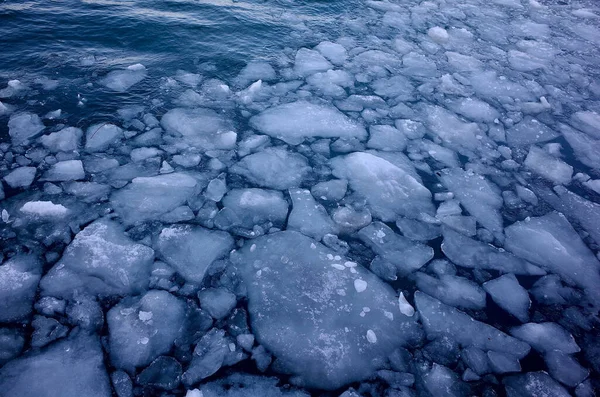 Lód Rzece Zimie — Zdjęcie stockowe