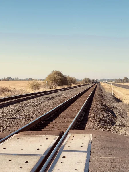 Çölde Demiryolu Rayları — Stok fotoğraf