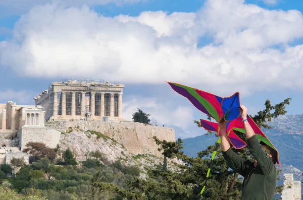 邦戈首府的希腊共和国的国旗 — 图库照片