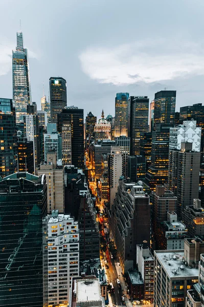 Нью Йоркський Міський Пейзаж Вночі — стокове фото