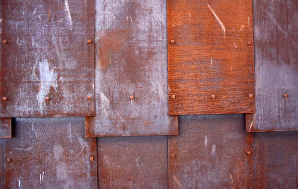 Viejo Fondo Madera Con Textura Metálica Oxidada — Foto de Stock