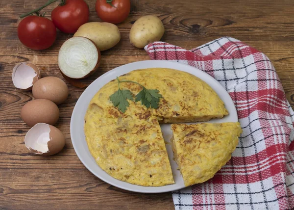 Zelfgemaakte Omelet Met Kip Groenten — Stockfoto