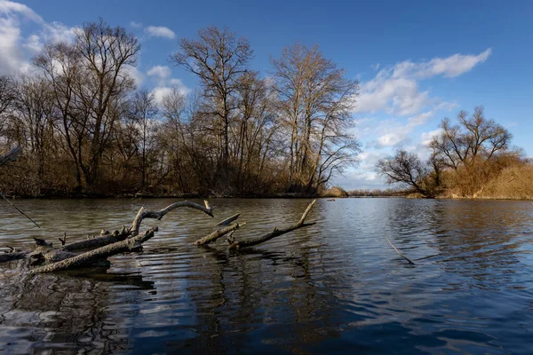 Schöne Landschaft Mit Einem Fluss Und Einem See Hintergrund — Stockfoto