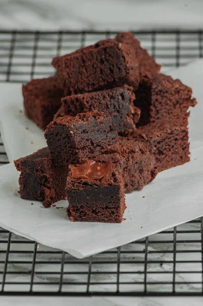 Bolo Chocolate Pedaços Brownie — Fotografia de Stock