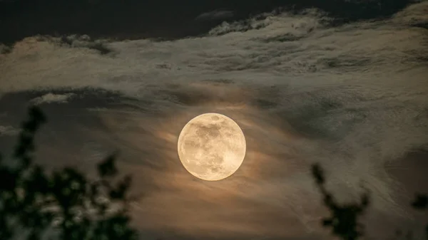 Maan Aan Nachtelijke Hemel — Stockfoto