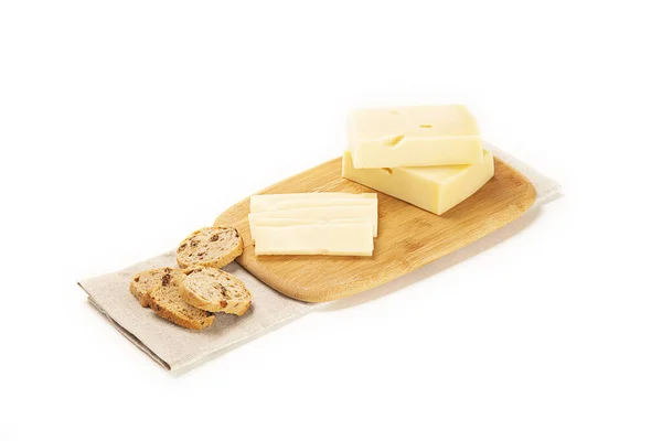 Käse Und Brot Auf Weißem Hintergrund — Stockfoto