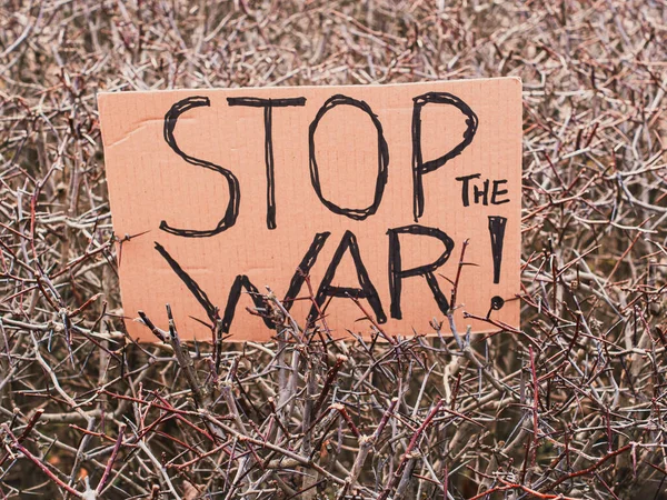 Tulisan Meniru Lukisan Nyata Dengan Panggilan Untuk Menghentikan Perang Konflik — Stok Foto