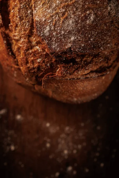 Fresh Baked Bread Wooden Table — Stock Photo, Image