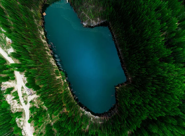 Воздушный Вид Реку Лесу — стоковое фото